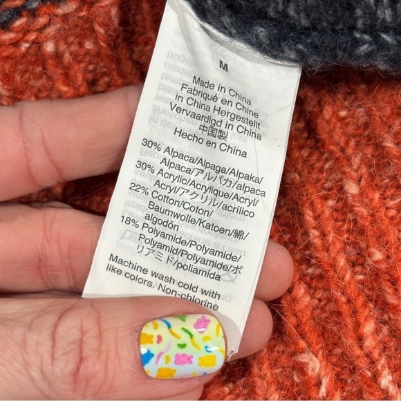 MADEWELL Striped Baxter Color Block Alpaca Blend Sweater Tunic Oversized Medium - Picture 5 of 12